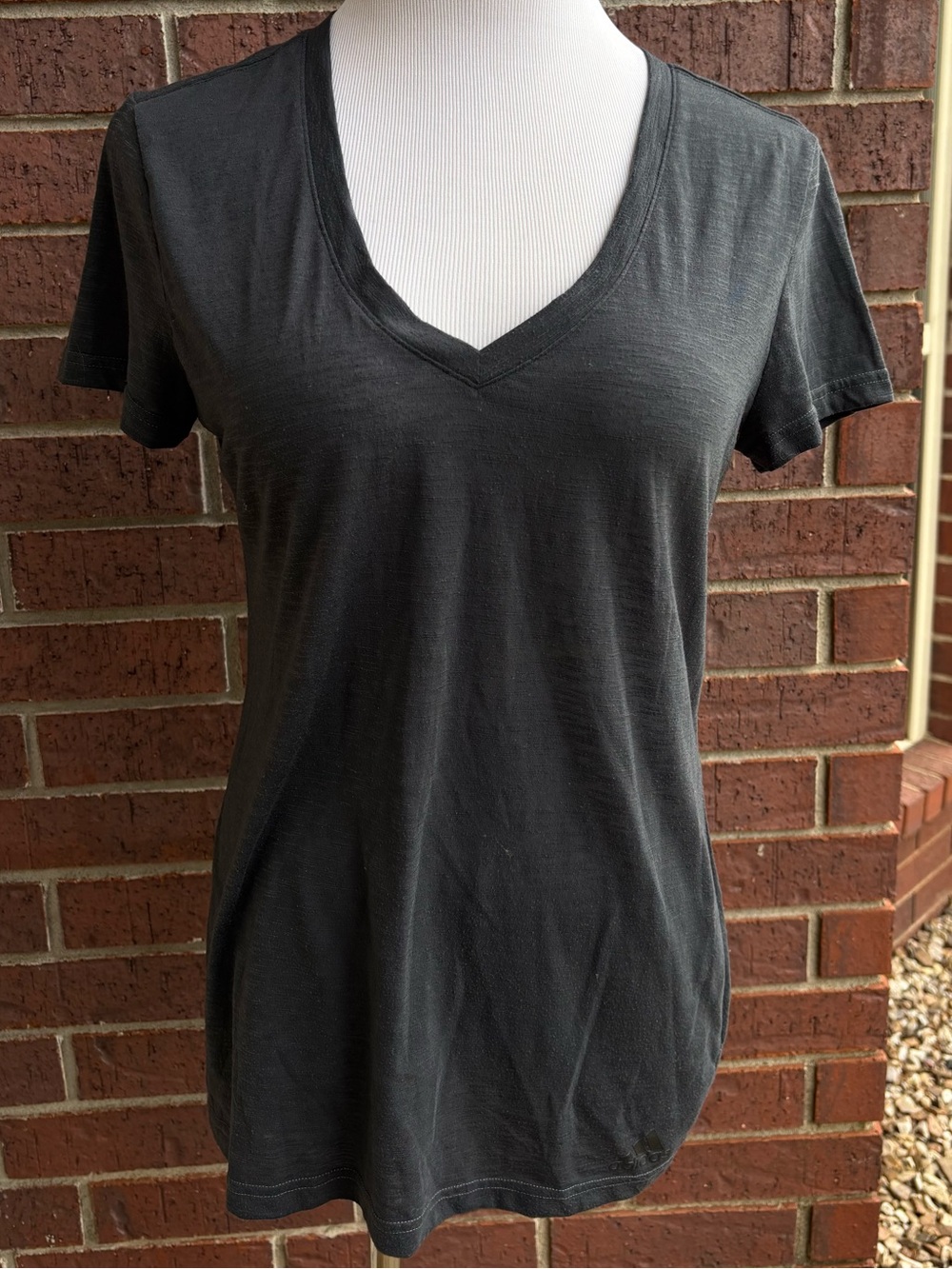 adidas Women's V-Neck Short Sleeve Tee in Charcoal